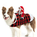 EXPAWLORER Dog Santa Costume - Dog Christmas Outfit Costume Holiday Dog Christmas Sweater Gift Plaid Dog Hoodie Santa Claus Riding Xmas Clothes for Medium Large Dogs X-Large