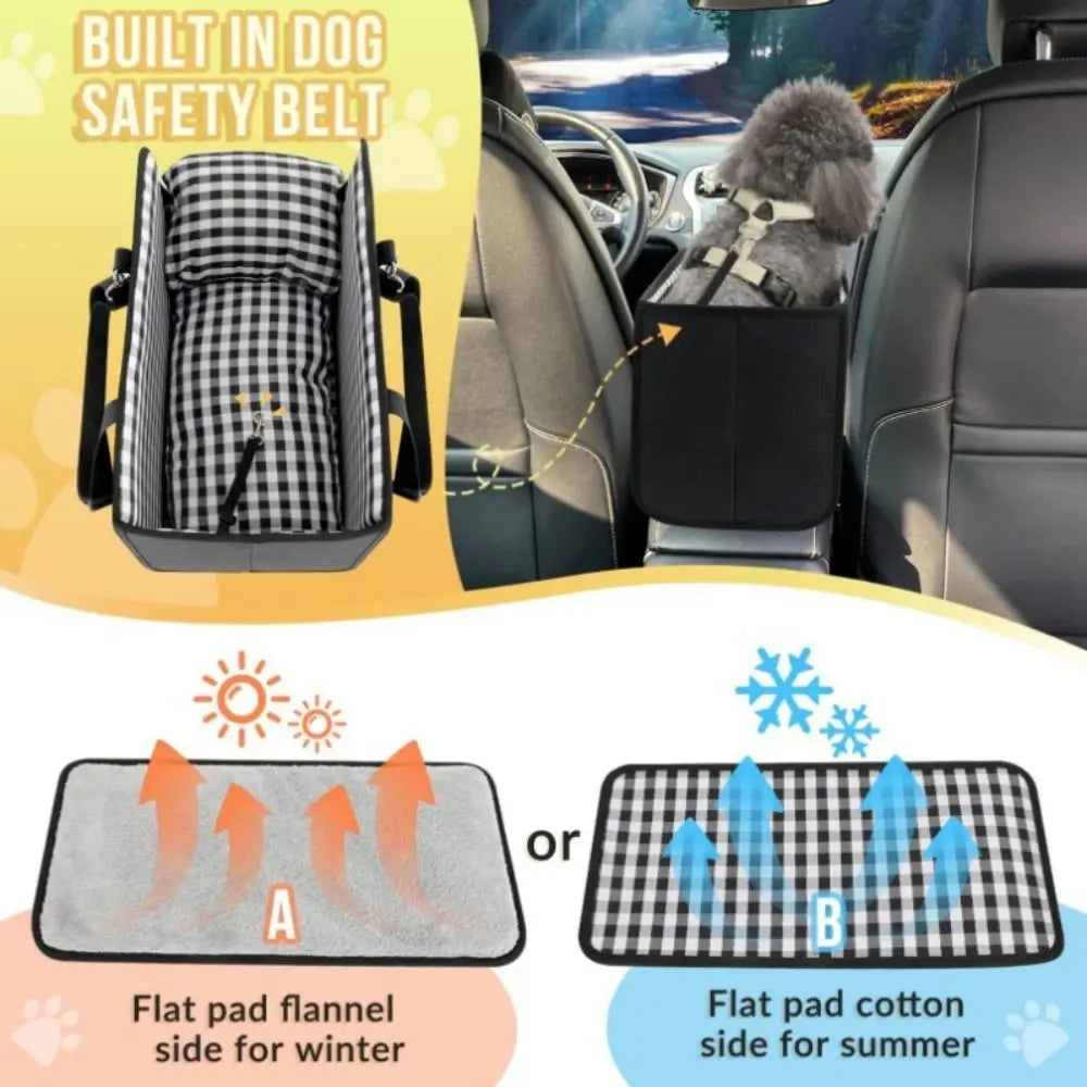 Anti Slip Center Console Dog Seat Universal Inner Seat Belt Height Increasing Seat Soft Pillow Cozy Pet Car Seat Road Trip